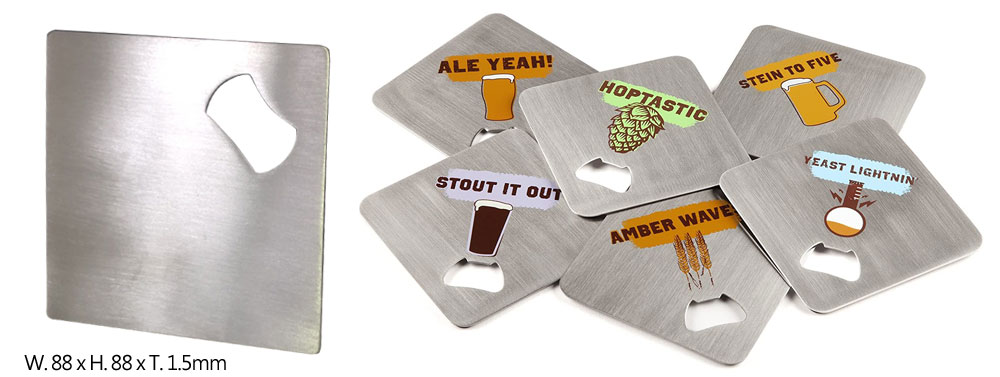 metal beer opener coaster with custom logo printing