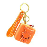 promotional rubber wrist keychain with coin holder