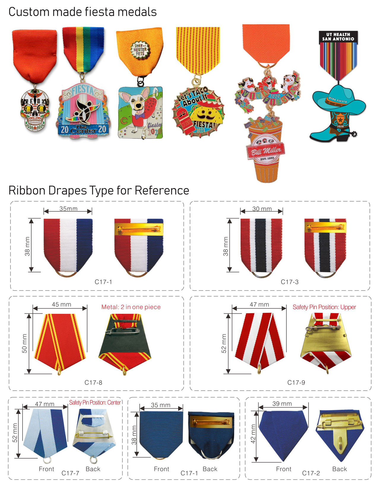 Drape Ribbon styles for fiesta medals