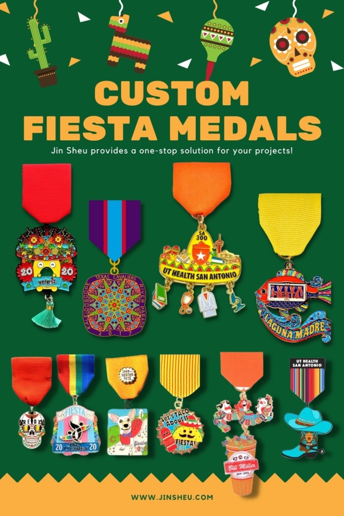 Custom Fiesta Medals & Pins from JIN SHEU | Promotional Gifts | Logo