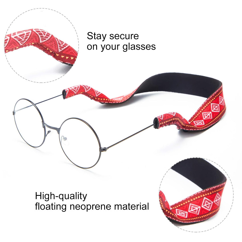 custom logo printed neoprene eyeglass straps