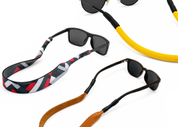 custom logo neoprene, leather, floating sunglasses straps holder manufacturer and supplier