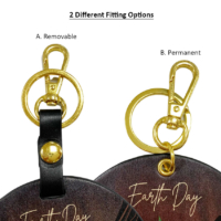 Fitting options for leather coaster keychain