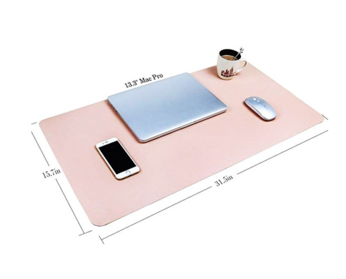 customized pink leather desk pad