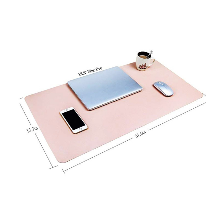 customized pink leather desk pad