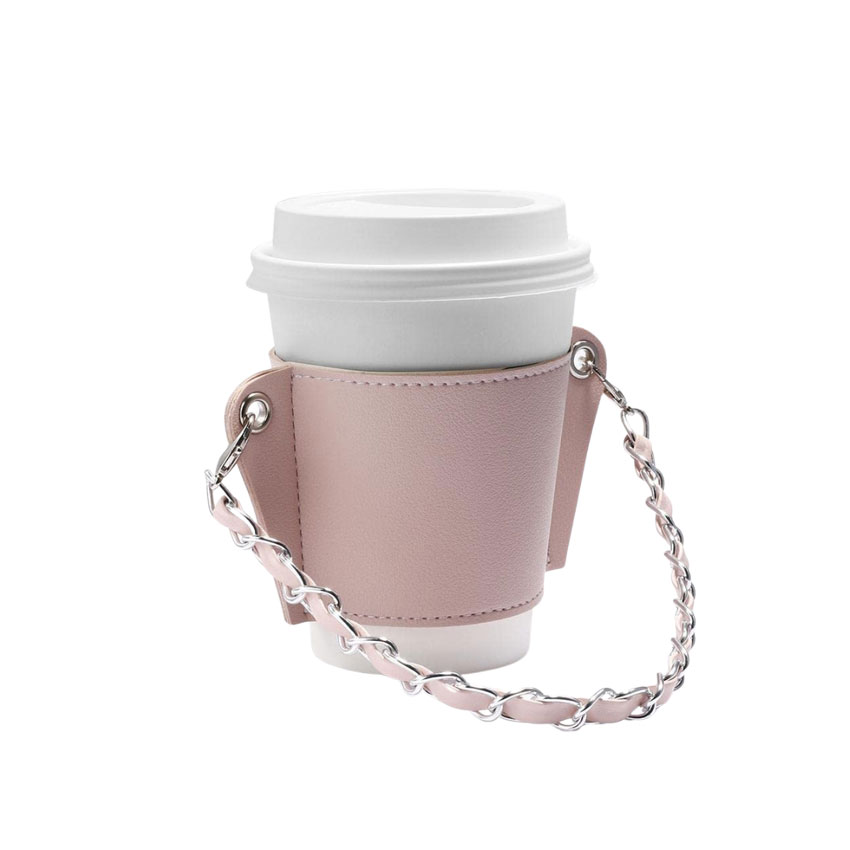 wholesale pu leather coffee sleeve holder strap
