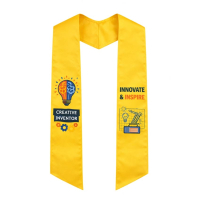 custom logo printed stain yellow graduation stoles for wholesale