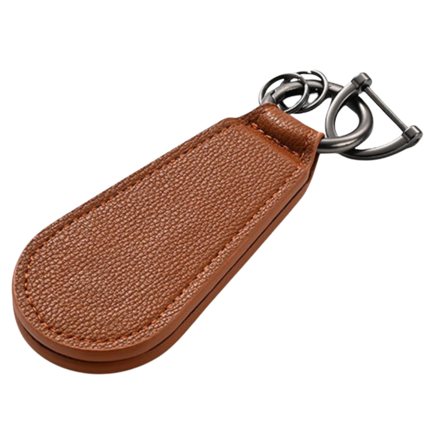 promotional drop shaped PU leather hat clip keychains