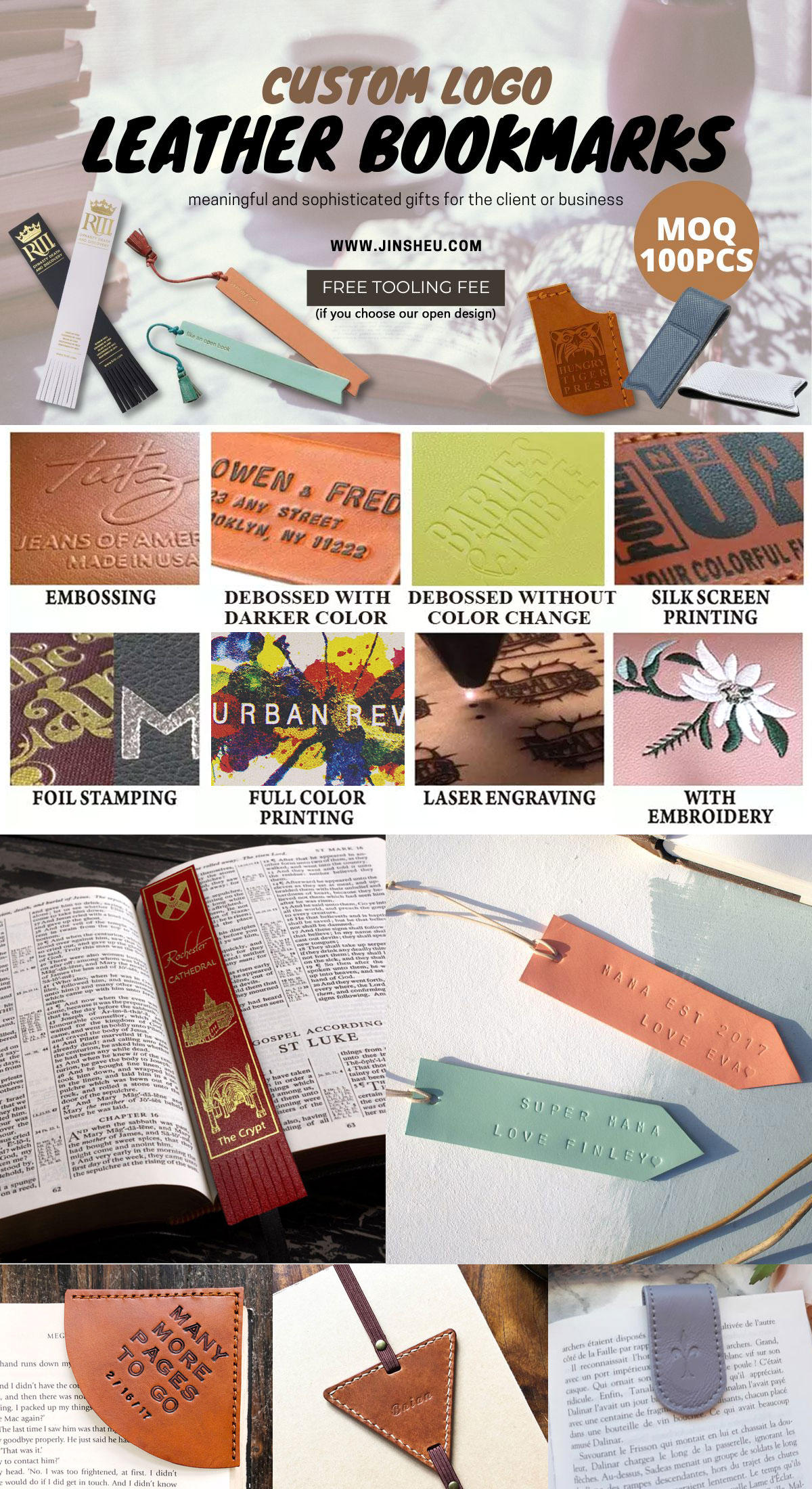 promotional leather bookmarks with custom logo