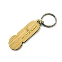 promotional custom logo bamboo keychain