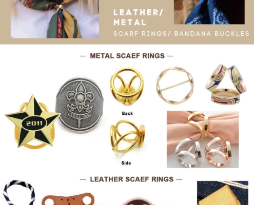 wholesale custom logo metal scarf holders, leather scarf rings