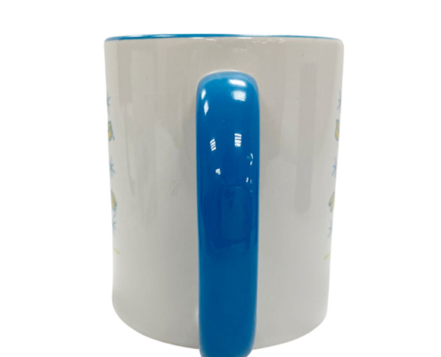 custom white mug with colored handle