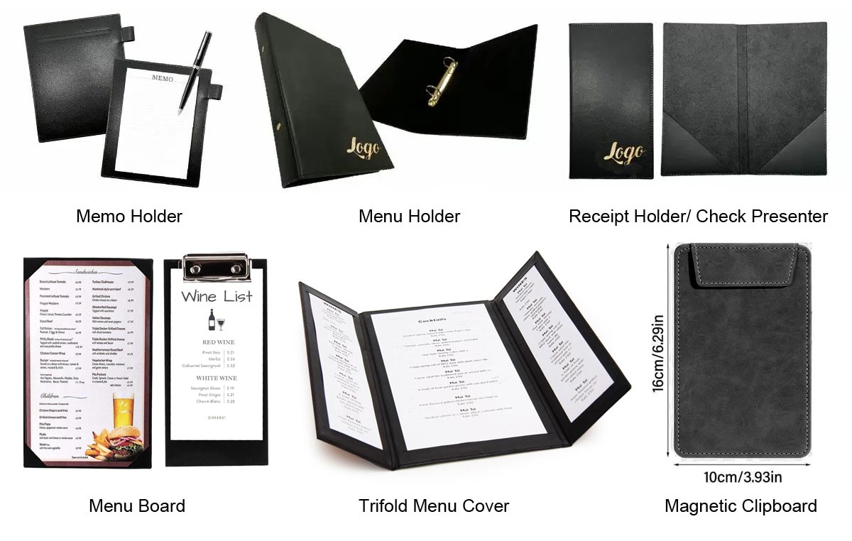 manufacturer custom logo leather menu covers