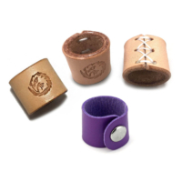 custom debossed logo boy scout leather neckerchief woggles, leather scarf rings