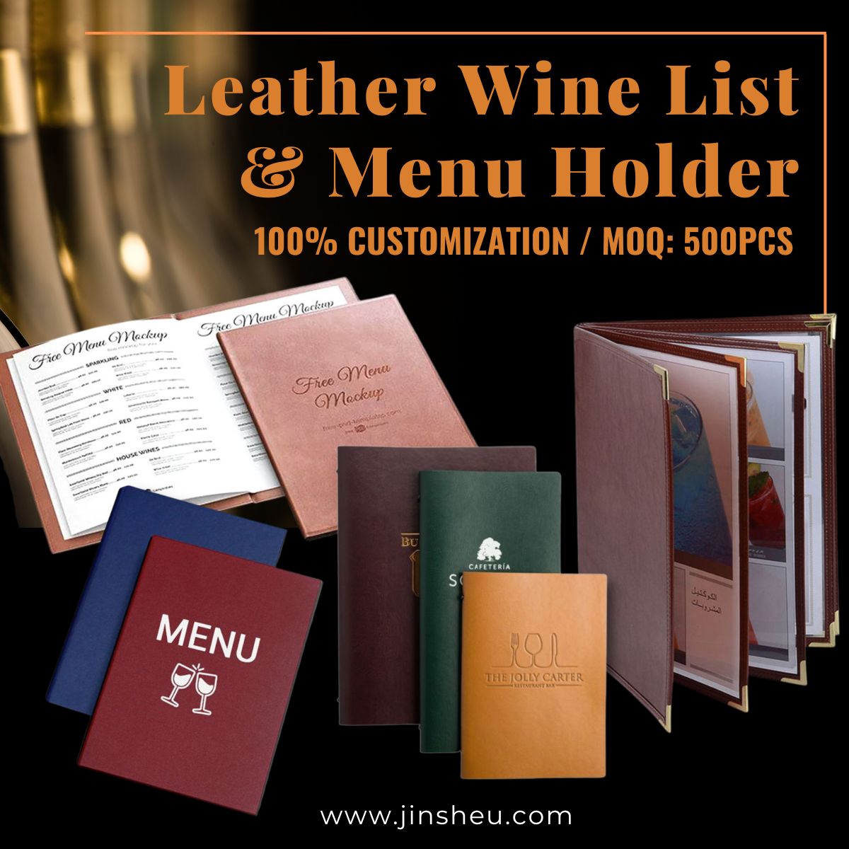leather wine list menu holder