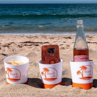 custom beach cup sand stand holder with bottle opener
