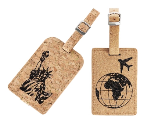 custom logo printed cork luggage travel tags