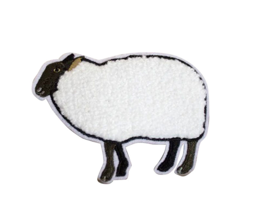 wholesale custom sheep chenille fuzzy patch