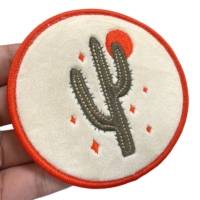 custom cactus embroidered fuzzy patch