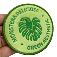 custom monstera iron on patch