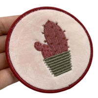 custom logo cactus decorative embroidery fuzzy patch