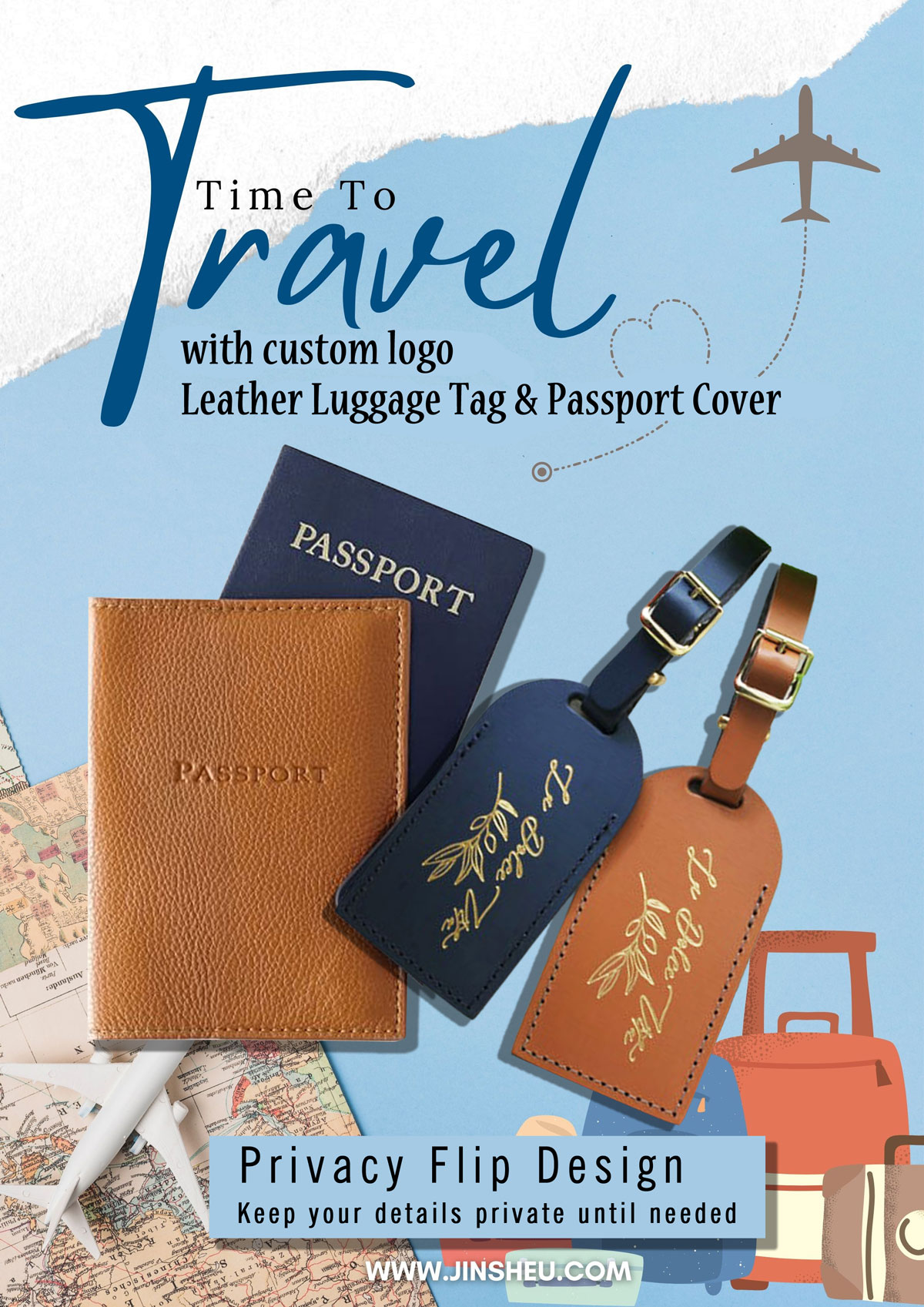 custom leather luggage tags and passport holders