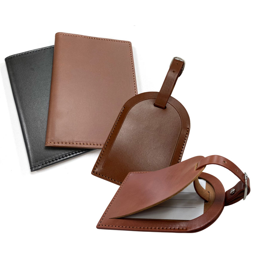 wholesale blank faux leather luggage tags and passport cover