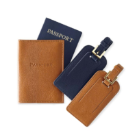 custom PU leather passport holder and luggage tag set