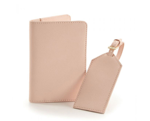 wholesale custom branded leather passport cover and suitcase tag set