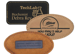 custom logo magnetic leather name tags