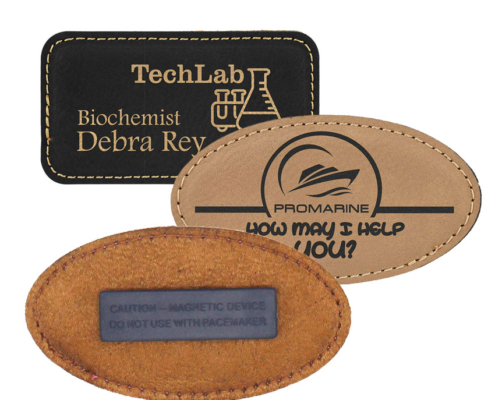custom logo magnetic leather name tags