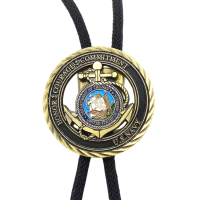 custom challenge coin medallion bolo tie with polyester string