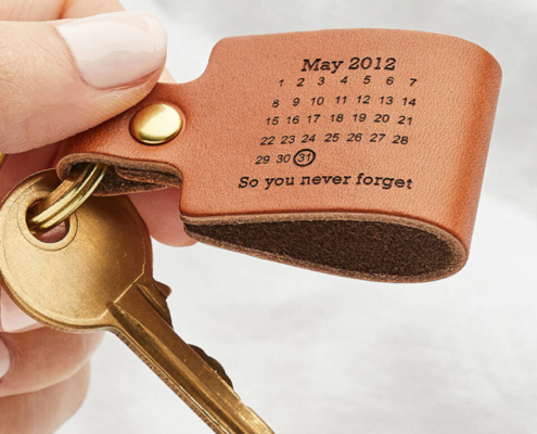 custom made leather calendar keychain