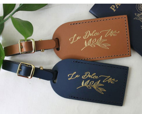 wholesale wedding favor leather luggage tags