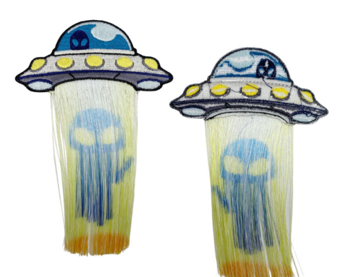 custom UFO alien tassel embroidery patches