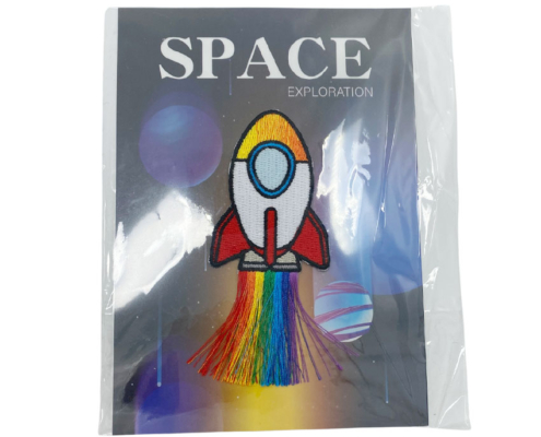 custom embroidery rocket patch with rainbow tassels