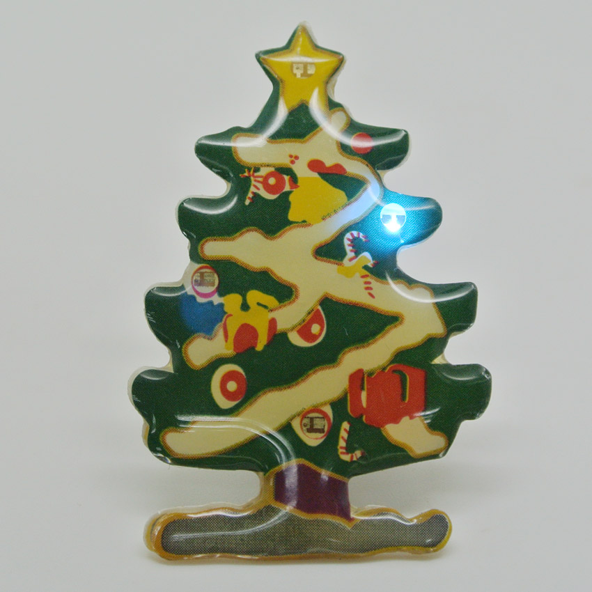 custom made LED light flashing X'mas pin badge