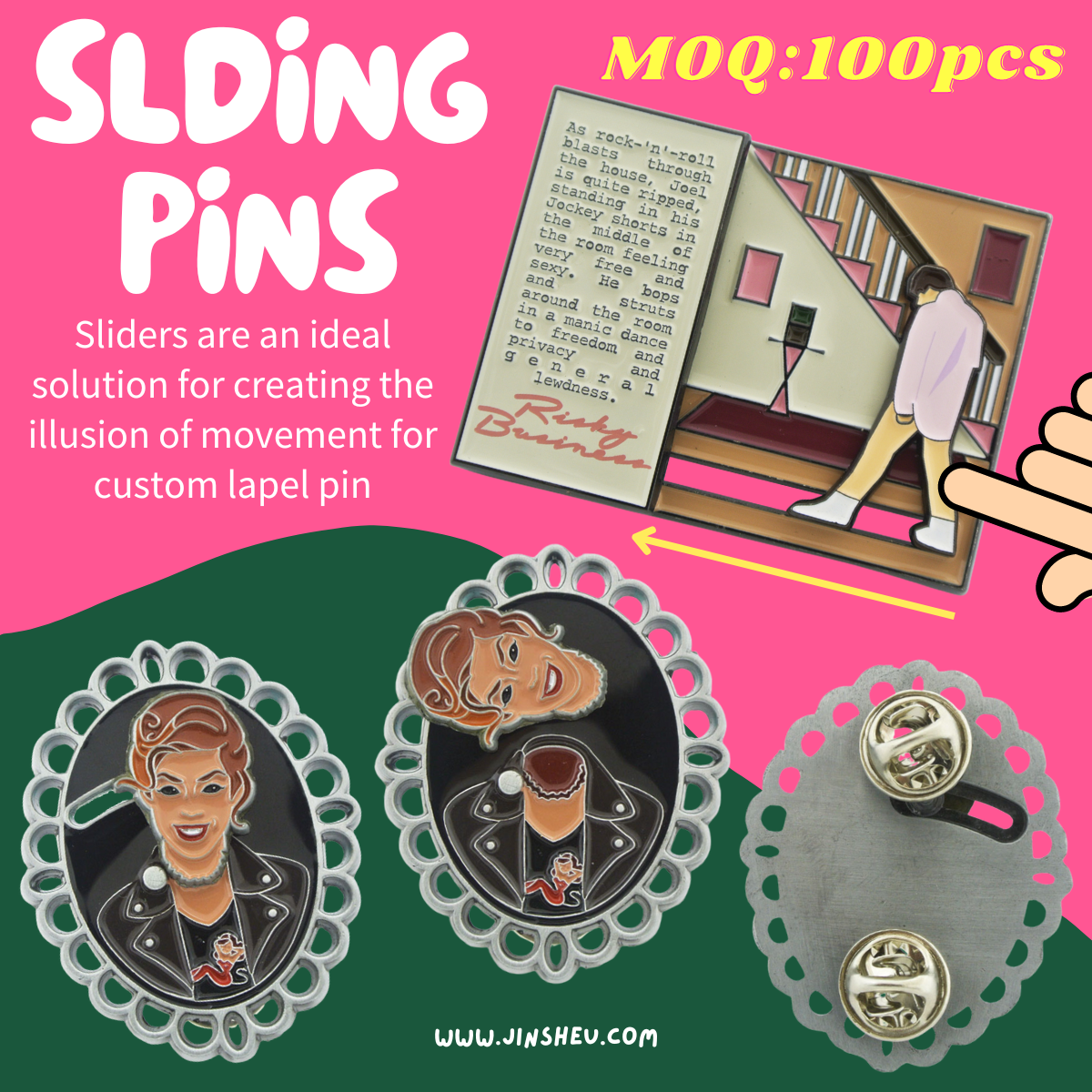custom sliding pins