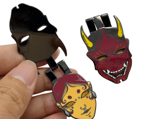 custom oni mask designed hinged pin