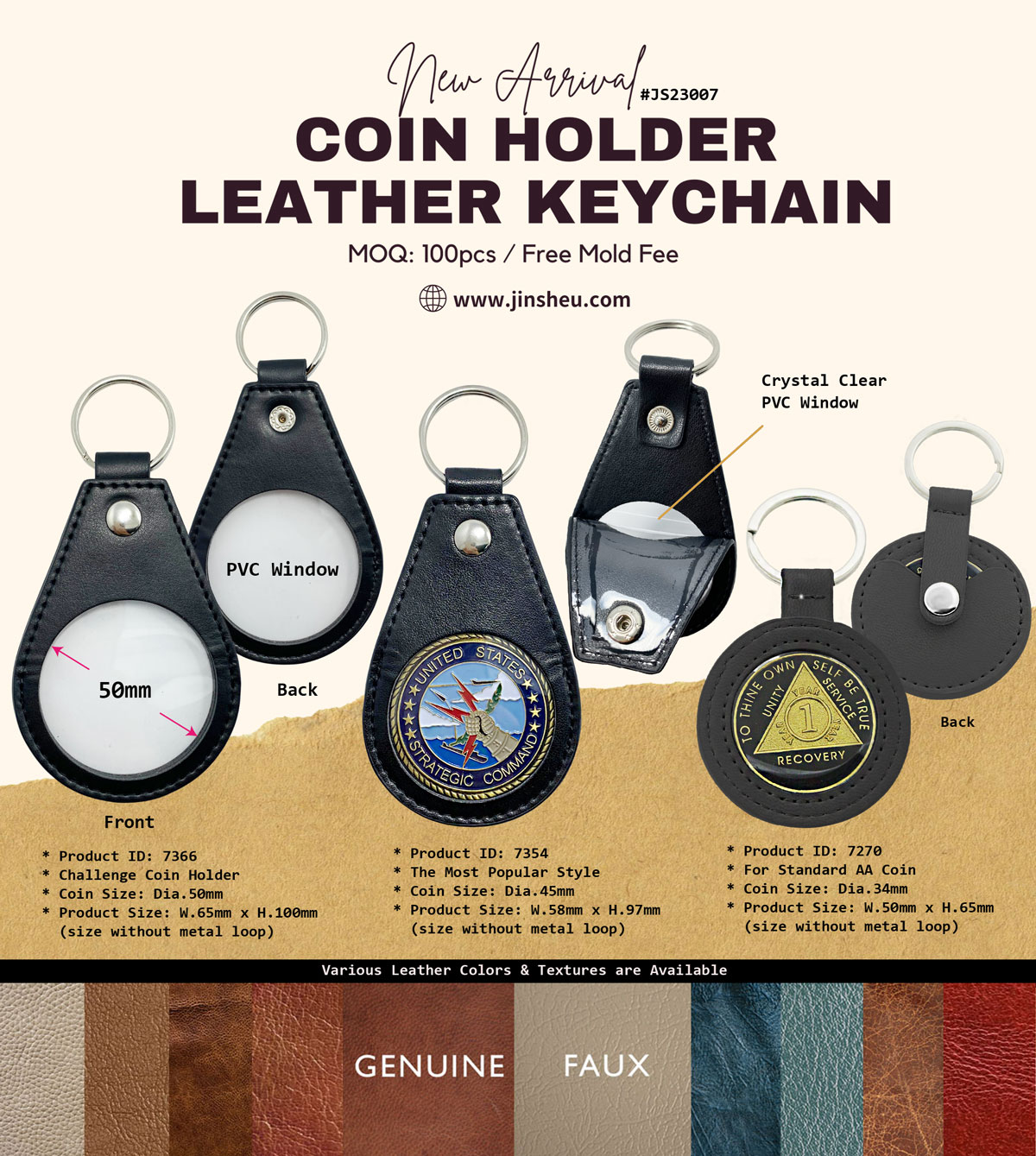 wholesale challenge coin and recover chip holder leather keychains