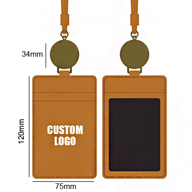 custom logo leather id badge holder