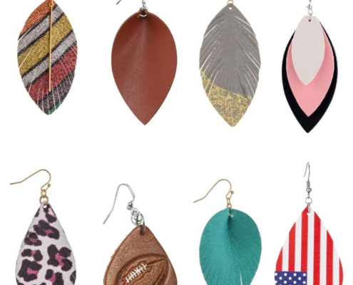 personalized leather printed earrings