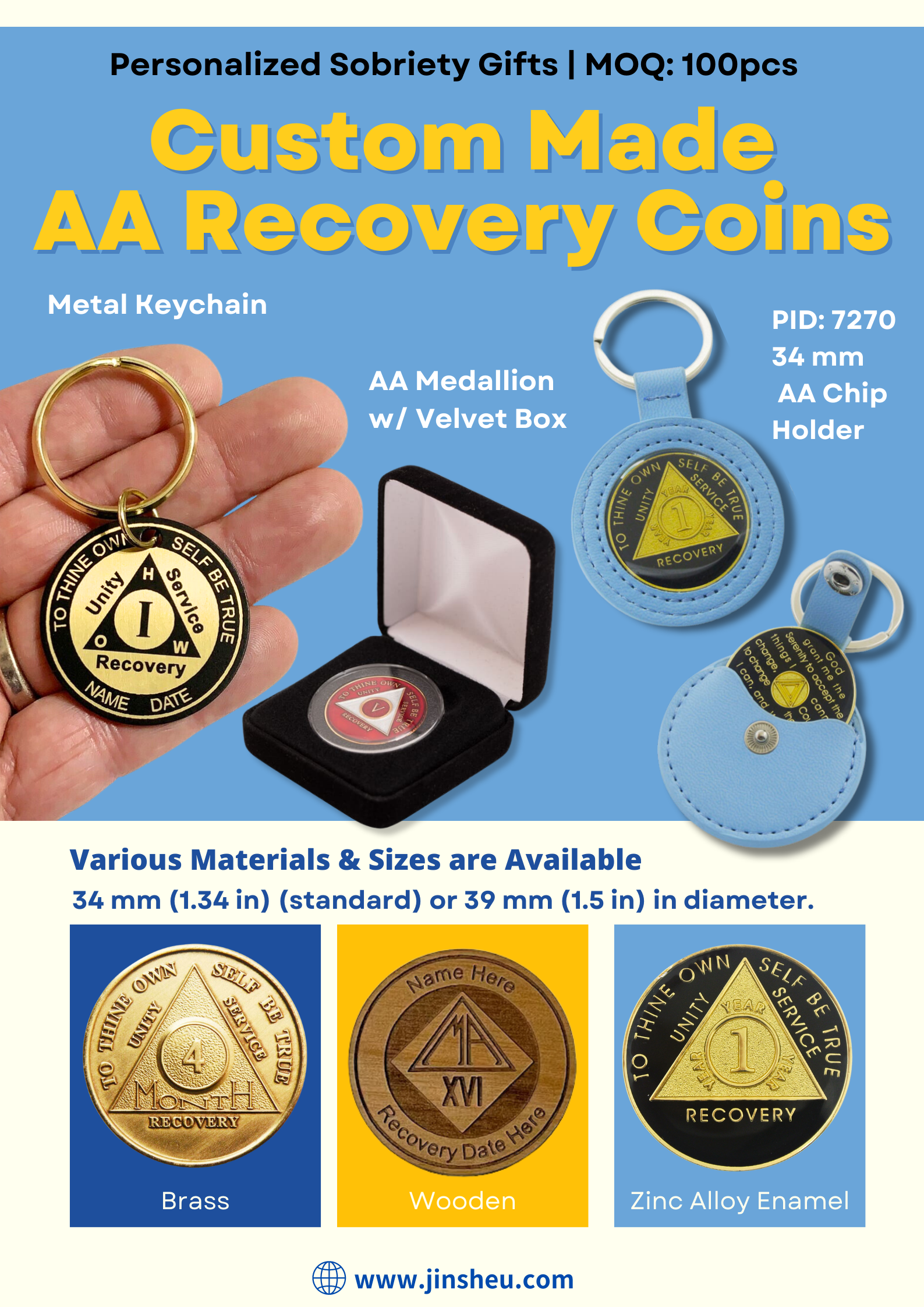 wholesale custom logo AA recovery coins and sobriety chips