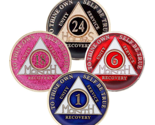 custom enamel AA recovery chip challenge coins