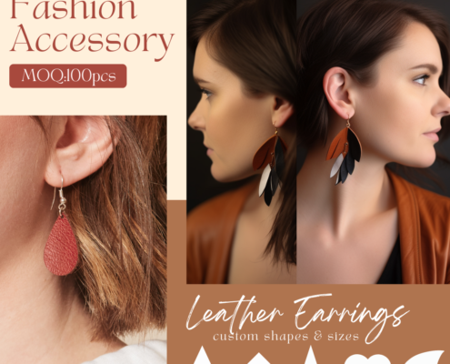 custom logo leather earrings