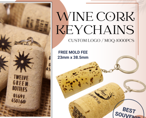 custom logo wine cork keychain