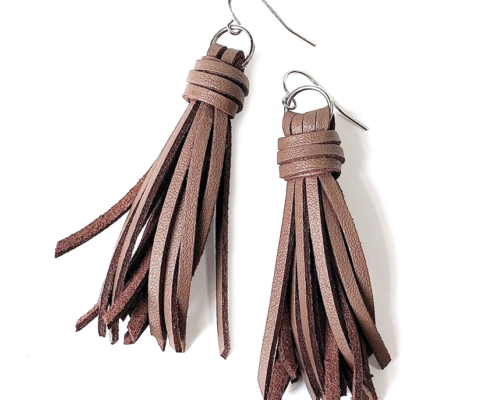 custom fashion leather tassel earrings