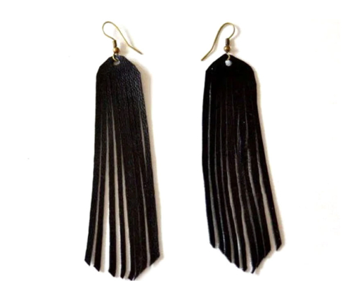 wholesale custom PU leather fringe earrings