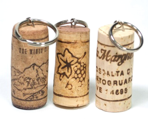 custom logo engraving floating wine cork keyrings