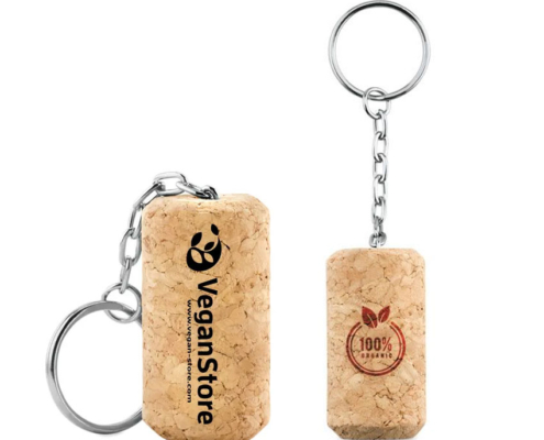 promotional custom logo printed cork keychain